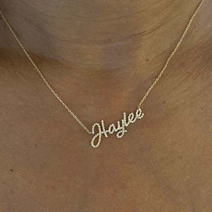 Diamond Name Necklace / 14k Personalized Diamond Name Necklace / Dainty Name Necklace / Birthday Gift / Diamond Gift Ideas