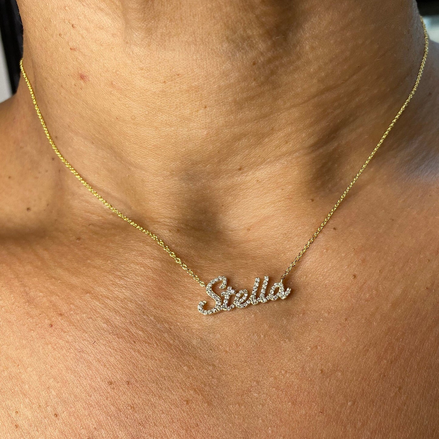 Diamond Name Necklace / 14k Personalized Diamond Name Necklace / Dainty Name Necklace / Birthday Gift / Diamond Gift Ideas