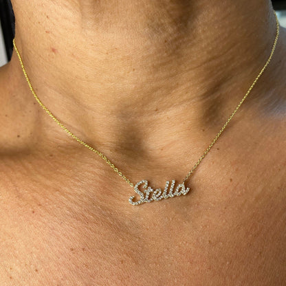 Diamond Name Necklace / 14k Personalized Diamond Name Necklace / Dainty Name Necklace / Birthday Gift / Diamond Gift Ideas