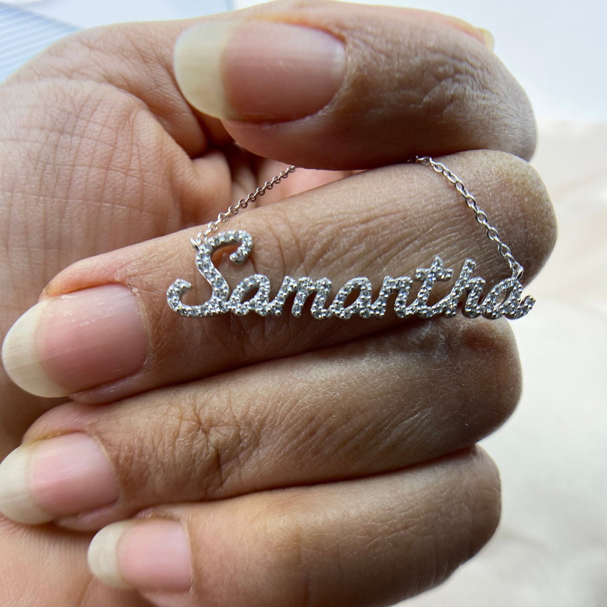 Diamond Name Necklace / 14k Personalized Diamond Name Necklace / Dainty Name Necklace / Birthday Gift / Diamond Gift Ideas