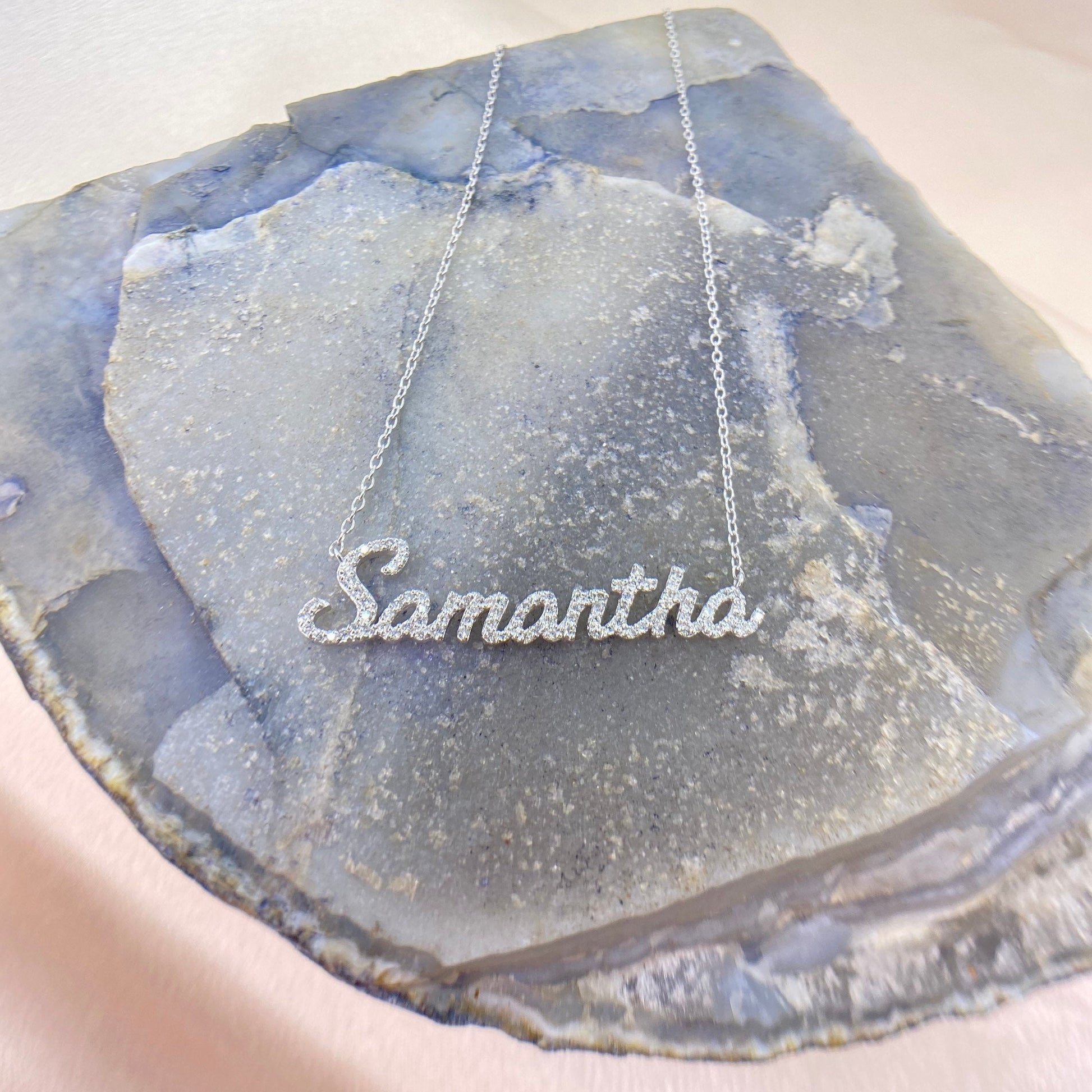Diamond Name Necklace / 14k Personalized Diamond Name Necklace / Dainty Name Necklace / Birthday Gift / Diamond Gift Ideas