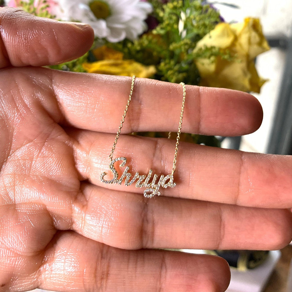 Diamond Name Necklace / 14k Personalized Diamond Name Necklace / Dainty Name Necklace / Birthday Gift / Diamond Gift Ideas