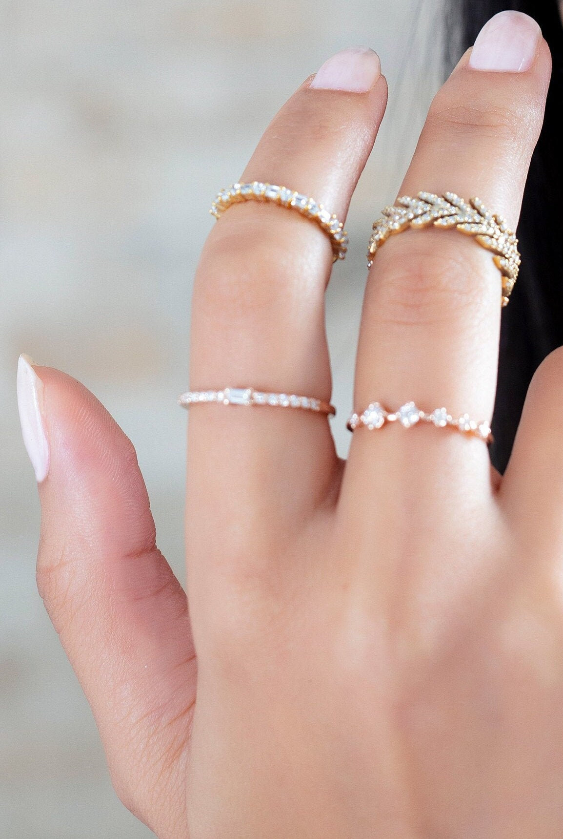 Baguette Diamond Stacking Ring / 14k Gold Baguette Diamond Wedding Band / Diamond Stacking Ring / Bridal Gift / Diamond Anniversary Ring