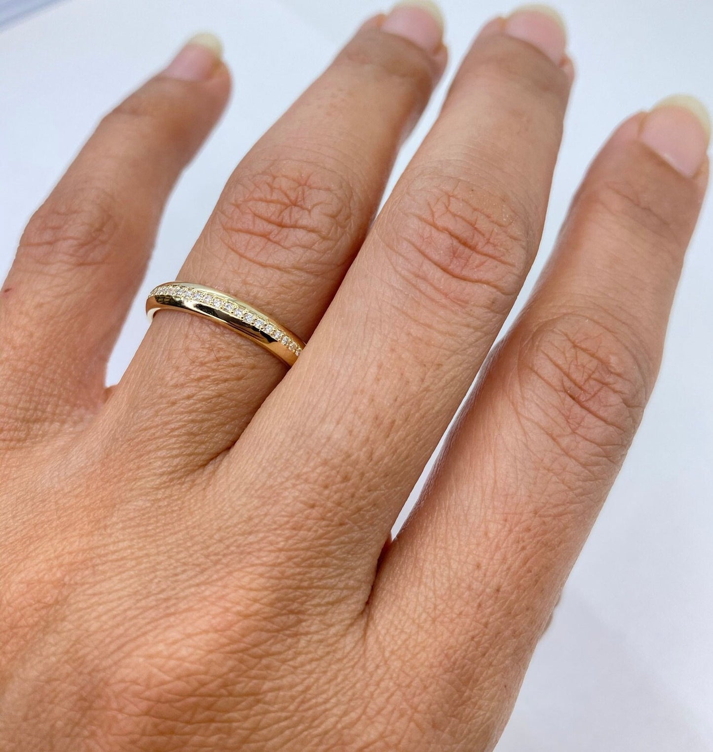 Diamond Wedding Band / 14k Gold Half Eternity Channel Set Diamond Wedding Ring / Diamond Anniversary Ring / Birthday Gift / Wedding Gift