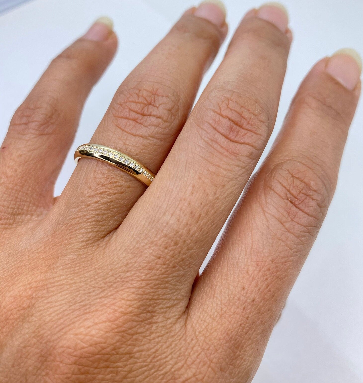 Diamond Wedding Band / 14k Gold Half Eternity Channel Set Diamond Wedding Ring / Diamond Anniversary Ring / Birthday Gift / Wedding Gift