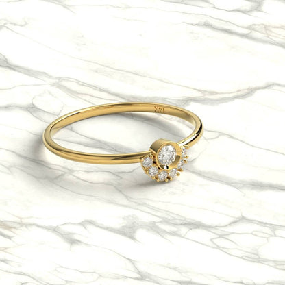 Round Diamond Stacking Ring / 14k Gold Bezel Round Diamond Wedding Band / Engagement Ring / Diamond Stacking Ring / Diamond Wedding Ring