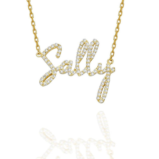 Diamond Name Necklace / 14k Dainty Diamond Script Name Necklace / Personalized Diamond Letter Necklace / Birthday Gift / Diamond Gift Ideas