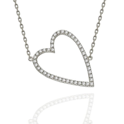 Diamond Heart Necklace / 14k Gold Diamond Heart Necklace / Tilted Heart Necklace / Birthday Gift / Graduation Gift / Anniversary Gift /