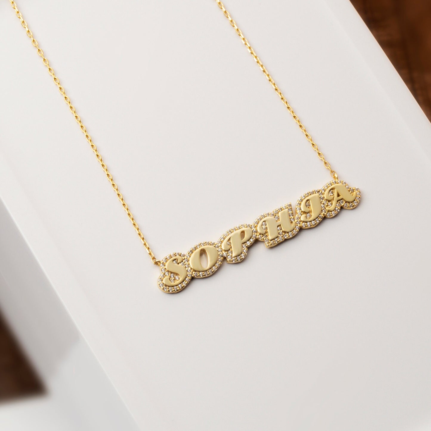 Diamond Name Necklace / 14k Personalized Diamond Name Necklace / Personalized Diamond Letter Necklace / Birthday Gift / Diamond Gift Ideas