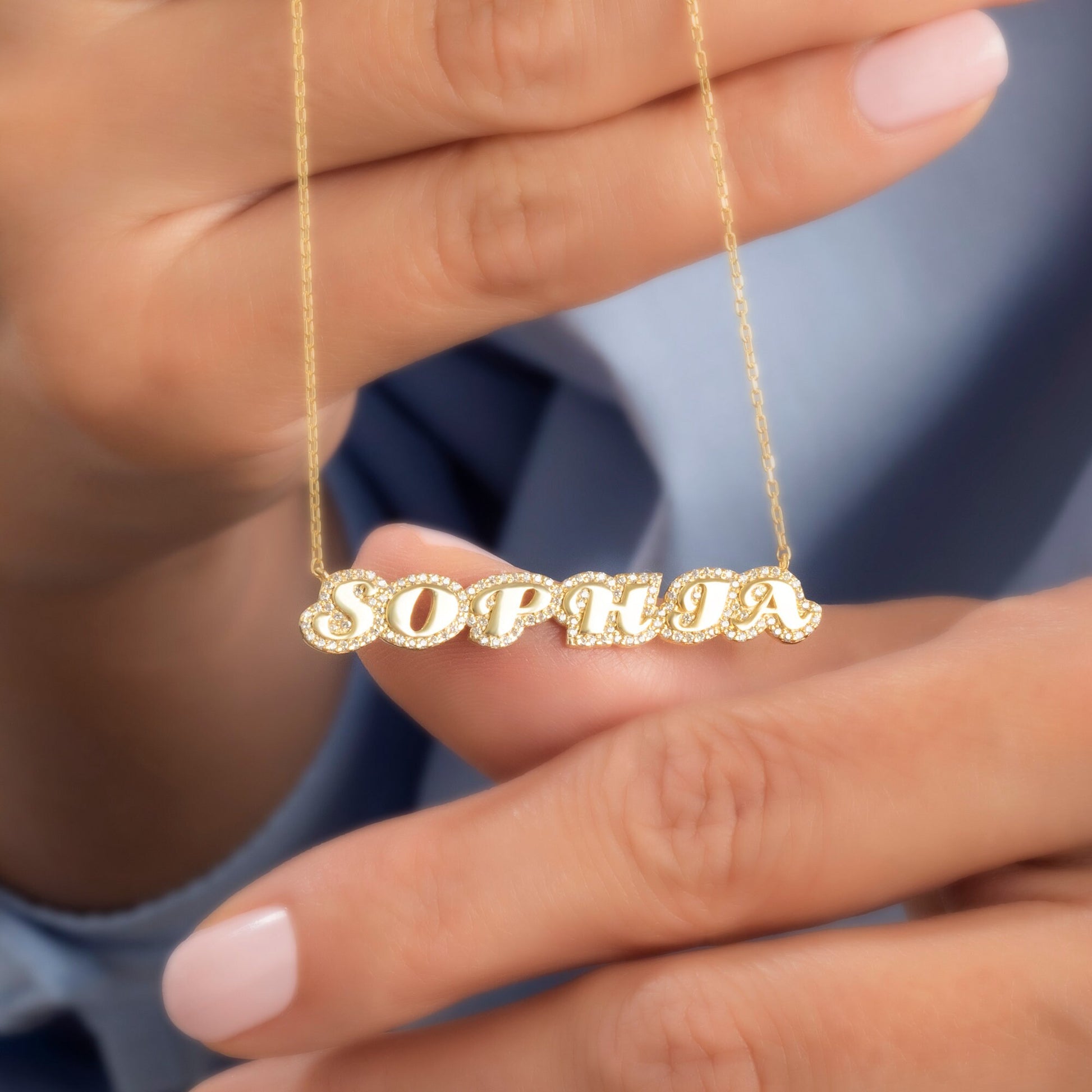 Diamond Name Necklace / 14k Personalized Diamond Name Necklace / Personalized Diamond Letter Necklace / Birthday Gift / Diamond Gift Ideas
