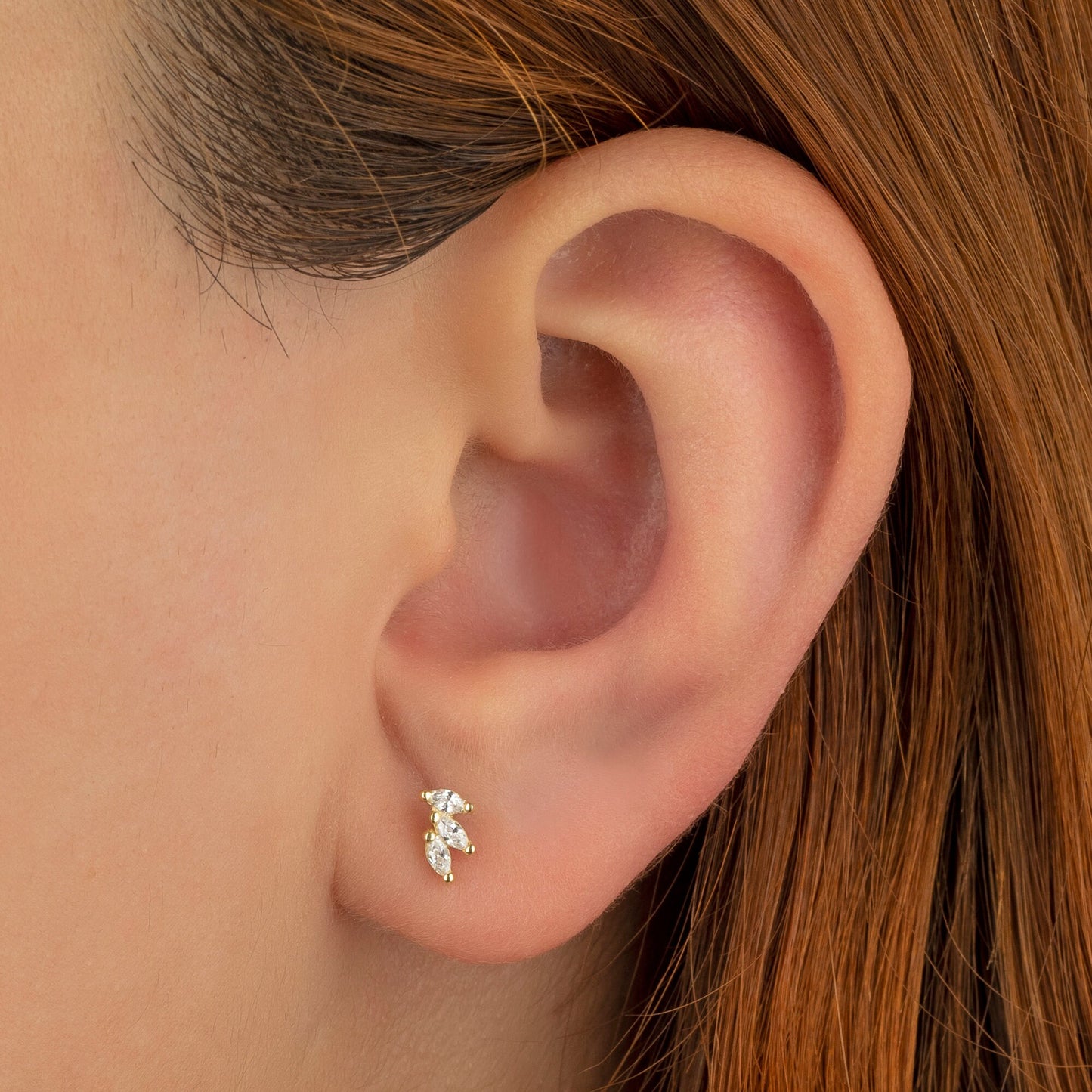 Diamond Studs Earrings / 14k Gold Marquise Diamond Stud Earrings/ Diamond Bar Studs / Diamond Anniversary Gift / Birthday Gift