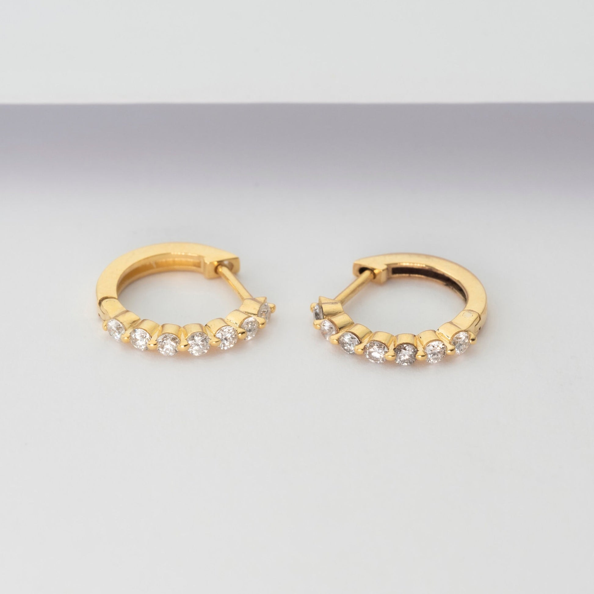 Diamond Hoop Earrings / 14k Diamond Hoops / Floating Diamond Hoops / Diamond Huggie Earrings/ Gift