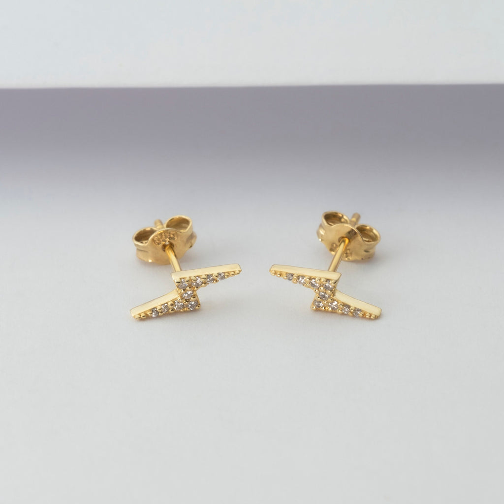3 Diamond Bar Studs / 14k Gold Diamond Prong Earrings / Anniversary Gift / Birthday Gift / Graduation Gift / Bridal Gift / Diamond Gift Idea