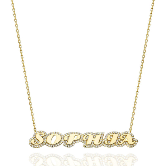 Diamond Name Necklace / 14k Personalized Diamond Name Necklace / Personalized Diamond Letter Necklace / Birthday Gift / Diamond Gift Ideas