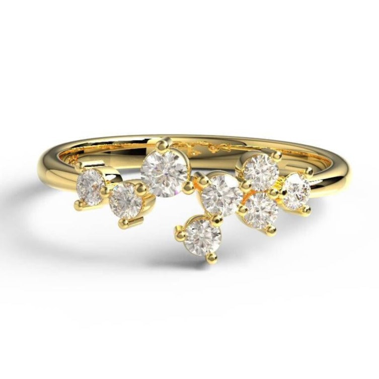 Diamond Cluster Stacking Ring / 14k Gold Round Diamond Wedding Band / Diamond Stacking Ring / Diamond Stacking Ring / Wedding Ring
