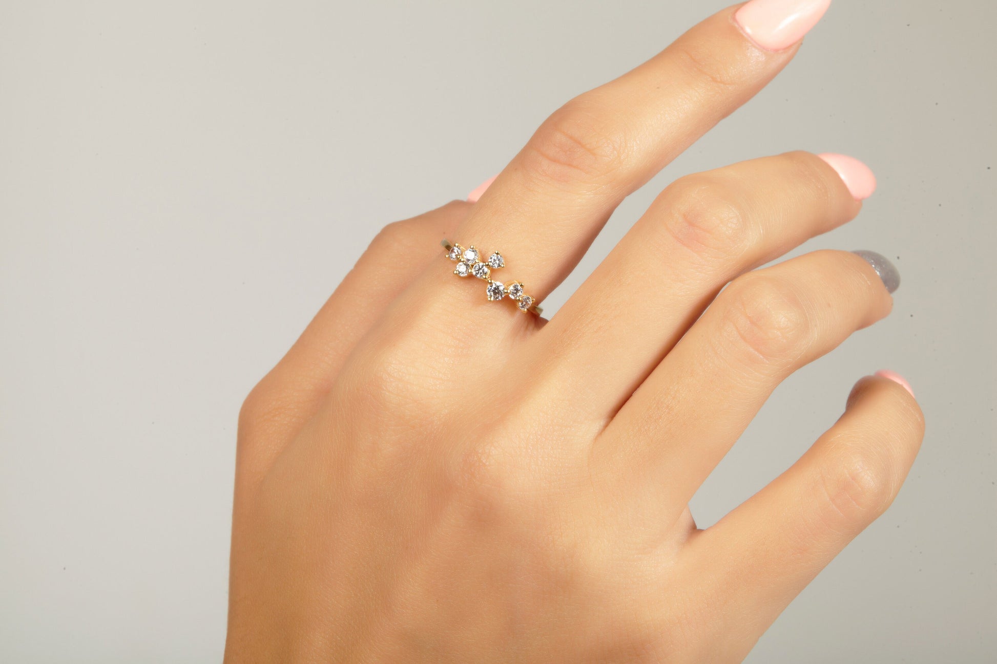 Diamond Cluster Stacking Ring / 14k Gold Round Diamond Wedding Band / Diamond Stacking Ring / Diamond Stacking Ring / Wedding Ring