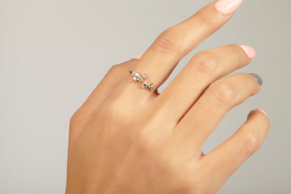 Diamond Cluster Stacking Ring / 14k Gold Round Diamond Wedding Band / Diamond Stacking Ring / Diamond Stacking Ring / Wedding Ring