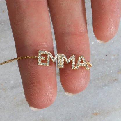 Diamond Name Bracelet / 14k Personalized Diamond Name Bracelet / Personalized Diamond Letter Bracelet / Birthday Gift / Diamond Gift Ideas