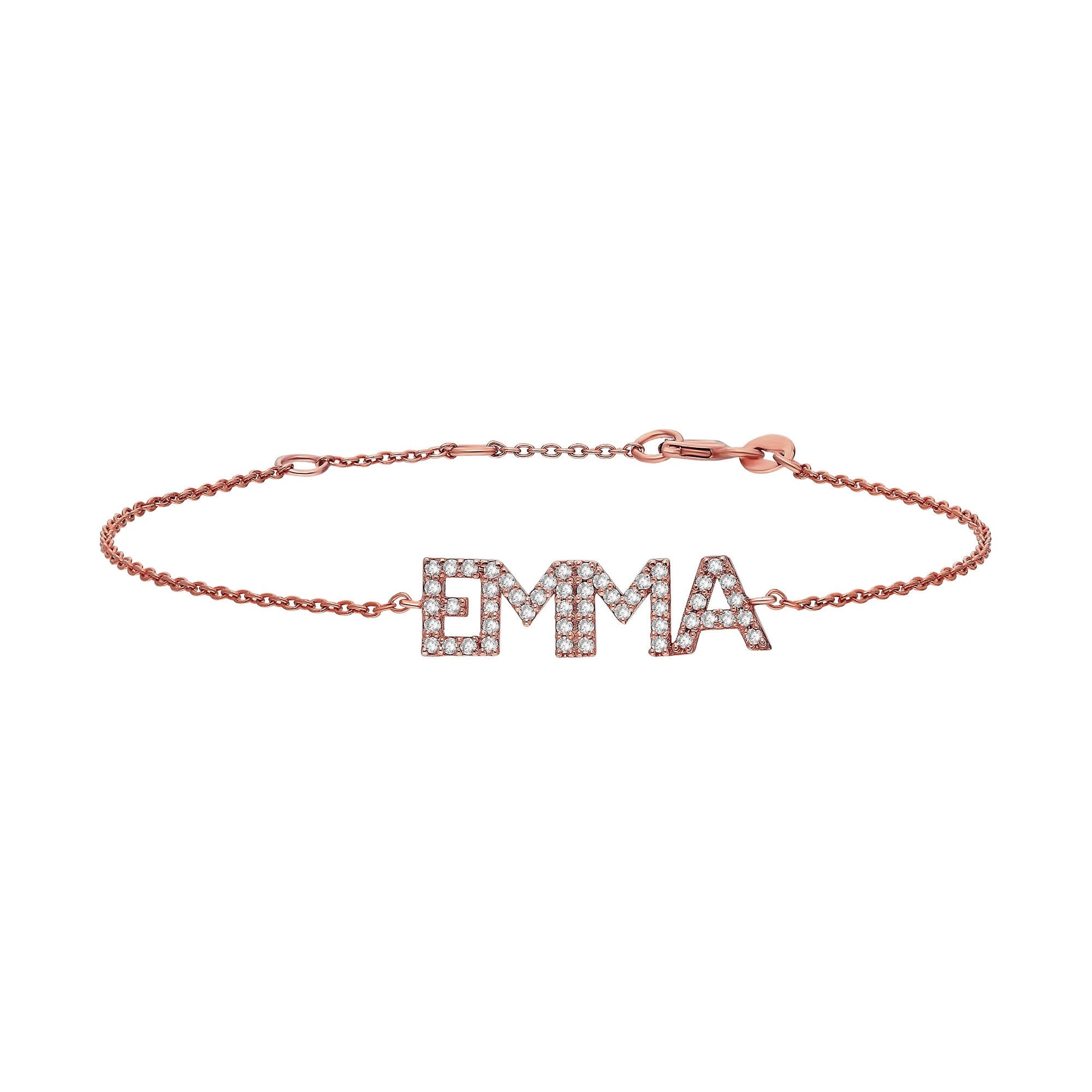Diamond Name Bracelet / 14k Personalized Diamond Name Bracelet / Personalized Diamond Letter Bracelet / Birthday Gift / Diamond Gift Ideas