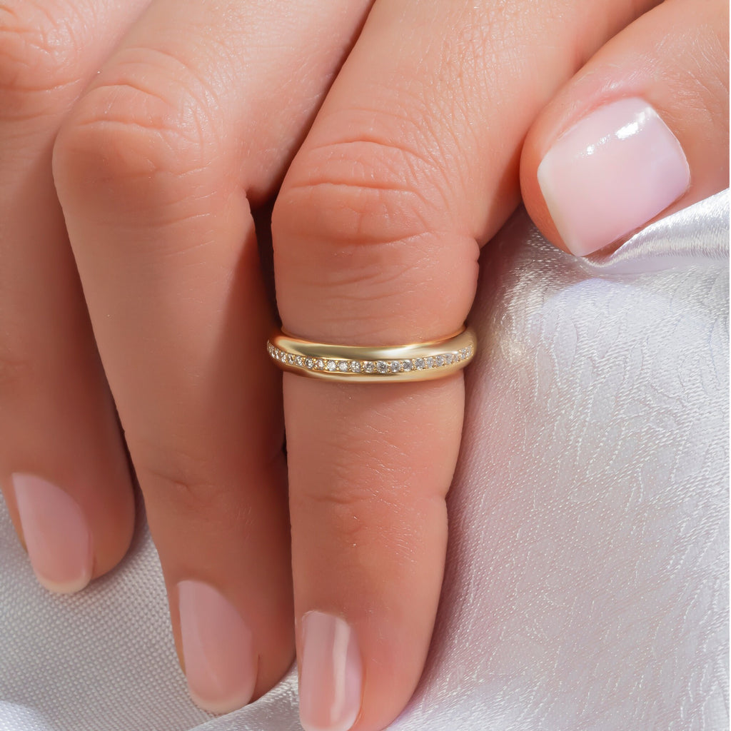 Diamond Wedding Band / 14k Gold Half Eternity Channel Set Diamond Wedding Ring / Diamond Anniversary Ring / Birthday Gift / Wedding Gift