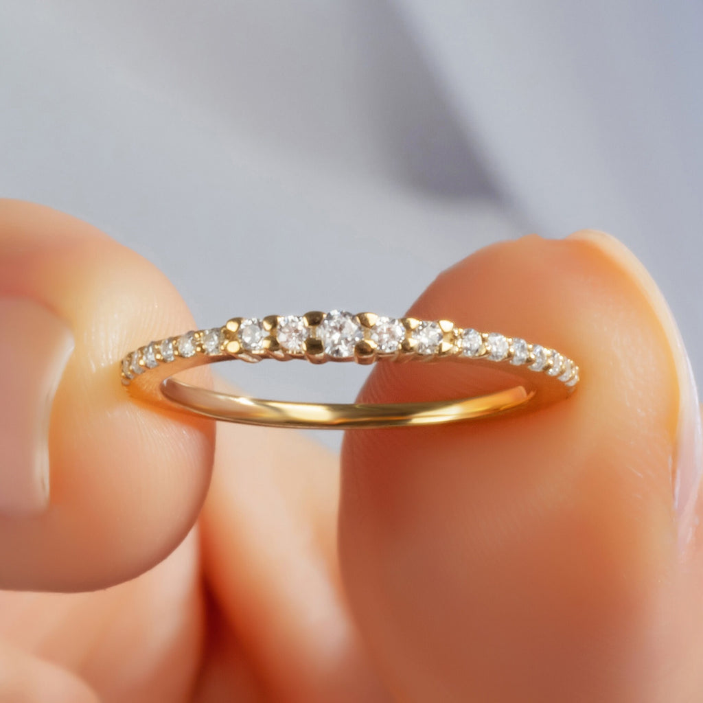 Round Diamond Wedding Band / 14k Gold Round Diamond Wedding Ring / Graduation Gift / Engagement Ring / Birthday Gift / Anniversary Gift