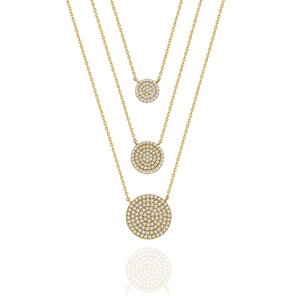 Diamond Disc Necklace / 14k Gold Pave Diamond Disc Necklace / Birthday Gift / Graduation Gift / Anniversary Gift / Bridal Gift