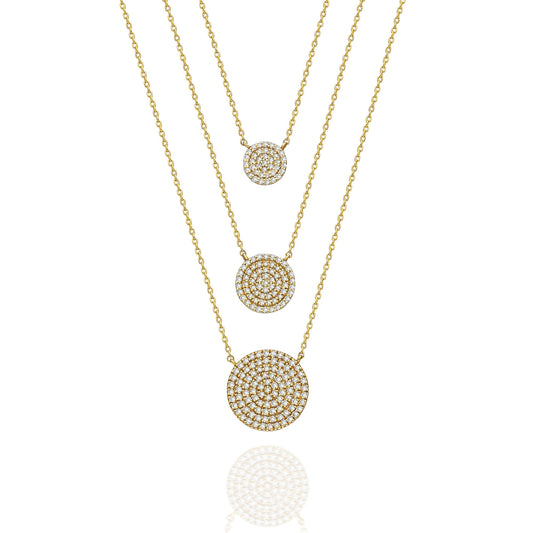 Diamond Disc Necklace / 14k Gold Pave Diamond Disc Necklace / Birthday Gift / Graduation Gift / Anniversary Gift / Bridal Gift