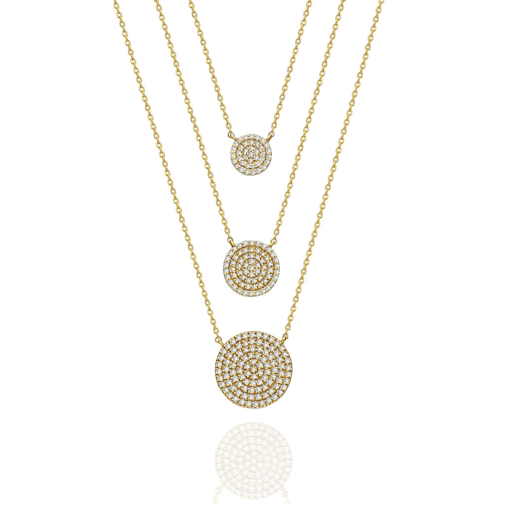 Diamond Disc Necklace / 14k Gold Pave Diamond Disc Necklace / Birthday Gift / Graduation Gift / Anniversary Gift / Bridal Gift