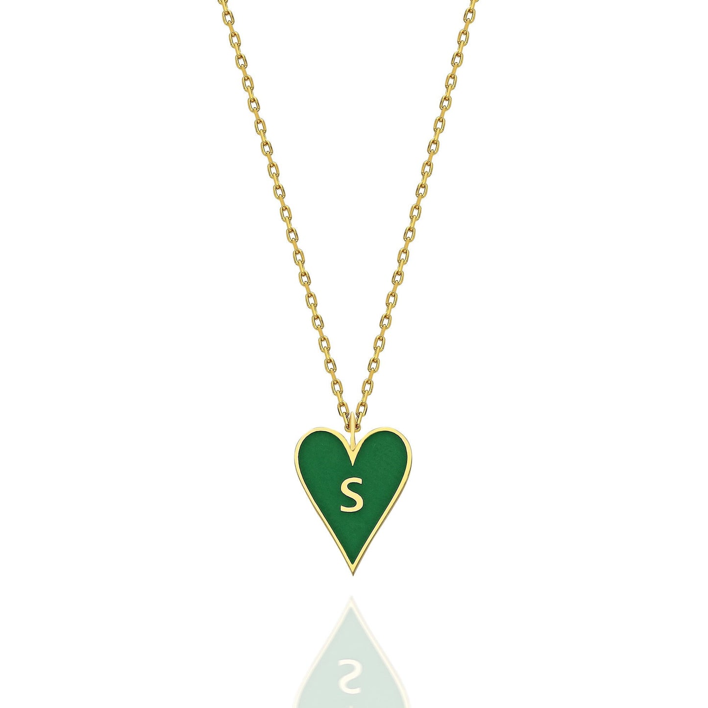 14k Gold and Enamel Heart Initial Necklace / 14k Gold Enamel Heart Necklace / Initial Heart Necklace / Birthday Gift / Graduation Gift