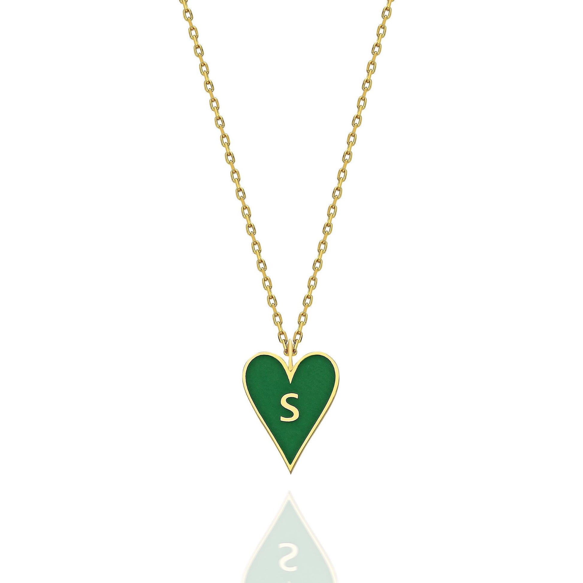 14k Gold and Enamel Heart Initial Necklace / 14k Gold Enamel Heart Necklace / Initial Heart Necklace / Birthday Gift / Graduation Gift