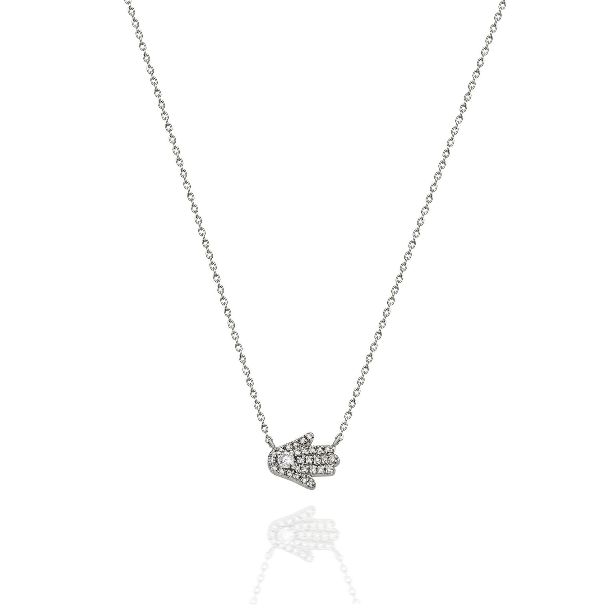 Diamond Hamsa Necklace / 14k Gold and Diamond Hamsa Necklace / Sideway Hamsa Necklace / Dainty Hamsa Necklace / Holiday Gift
