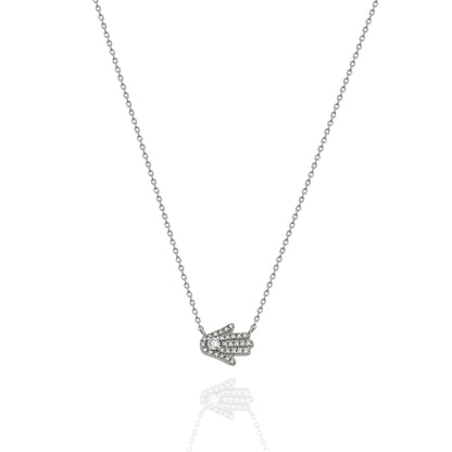 Diamond Hamsa Necklace / 14k Gold and Diamond Hamsa Necklace / Sideway Hamsa Necklace / Dainty Hamsa Necklace / Holiday Gift