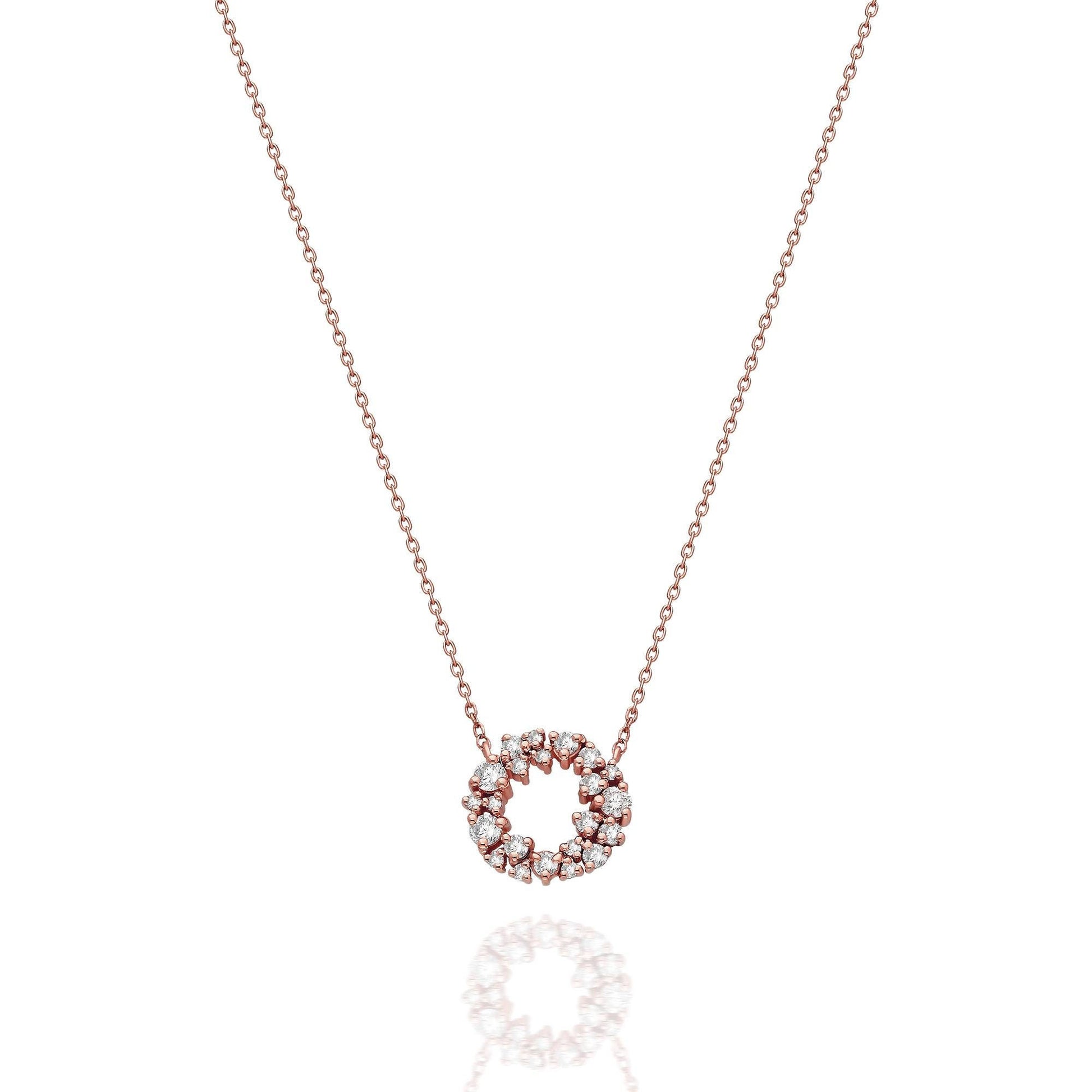 Diamond Cluster Circle Necklace / 14k Gold Diamond Cluster Necklace / Fancy Diamond Necklace / Dainty Diamond Necklace / Holiday Gift