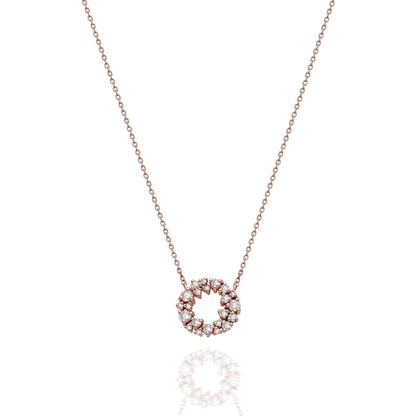 Diamond Cluster Circle Necklace / 14k Gold Diamond Cluster Necklace / Fancy Diamond Necklace / Dainty Diamond Necklace / Holiday Gift