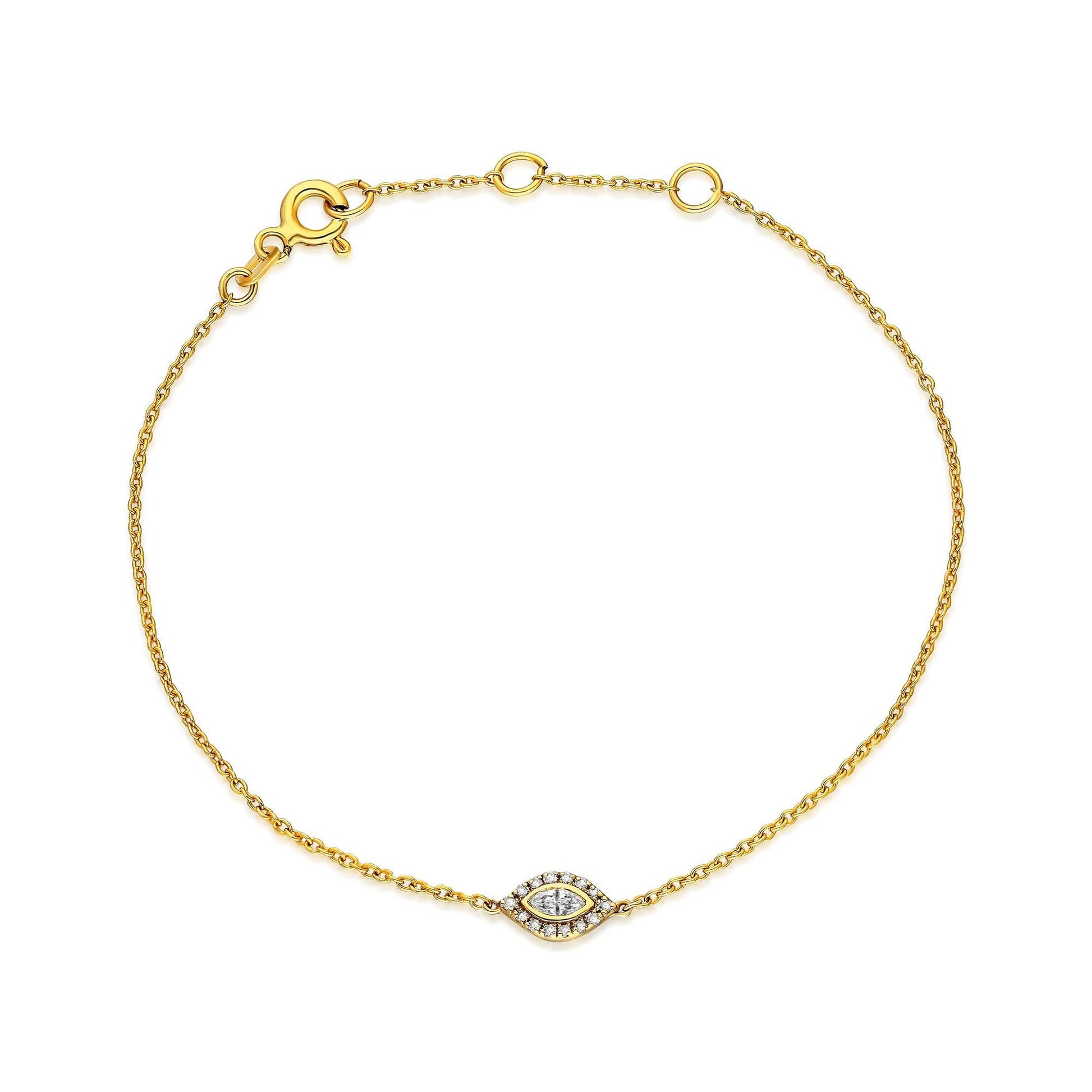 Diamond Evil Eye Bracelet / 14k Diamond Evil Eye Protection Bracelet / Protection Jewelry / Dainty Evil Eye Bracelet / Holiday Gift