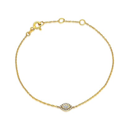 Diamond Evil Eye Bracelet / 14k Diamond Evil Eye Protection Bracelet / Protection Jewelry / Dainty Evil Eye Bracelet / Holiday Gift
