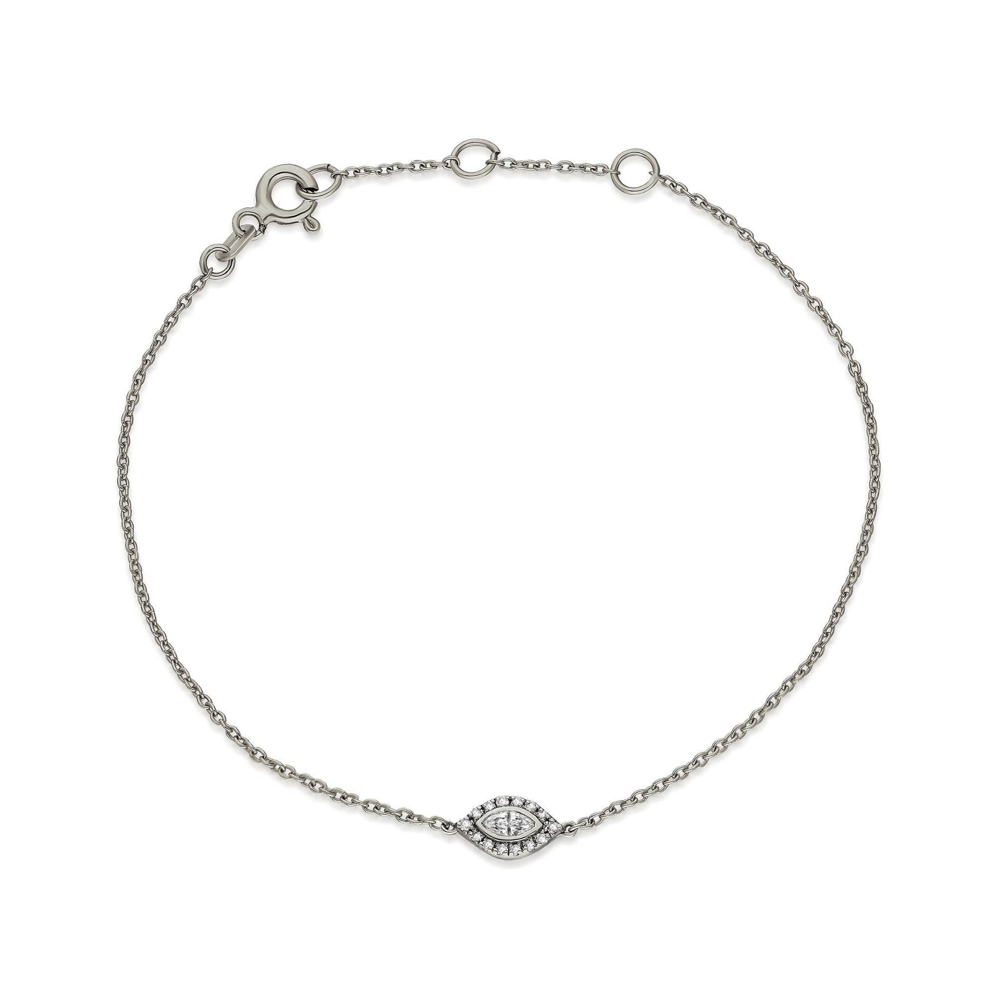 Diamond Evil Eye Bracelet / 14k Diamond Evil Eye Protection Bracelet / Protection Jewelry / Dainty Evil Eye Bracelet / Holiday Gift