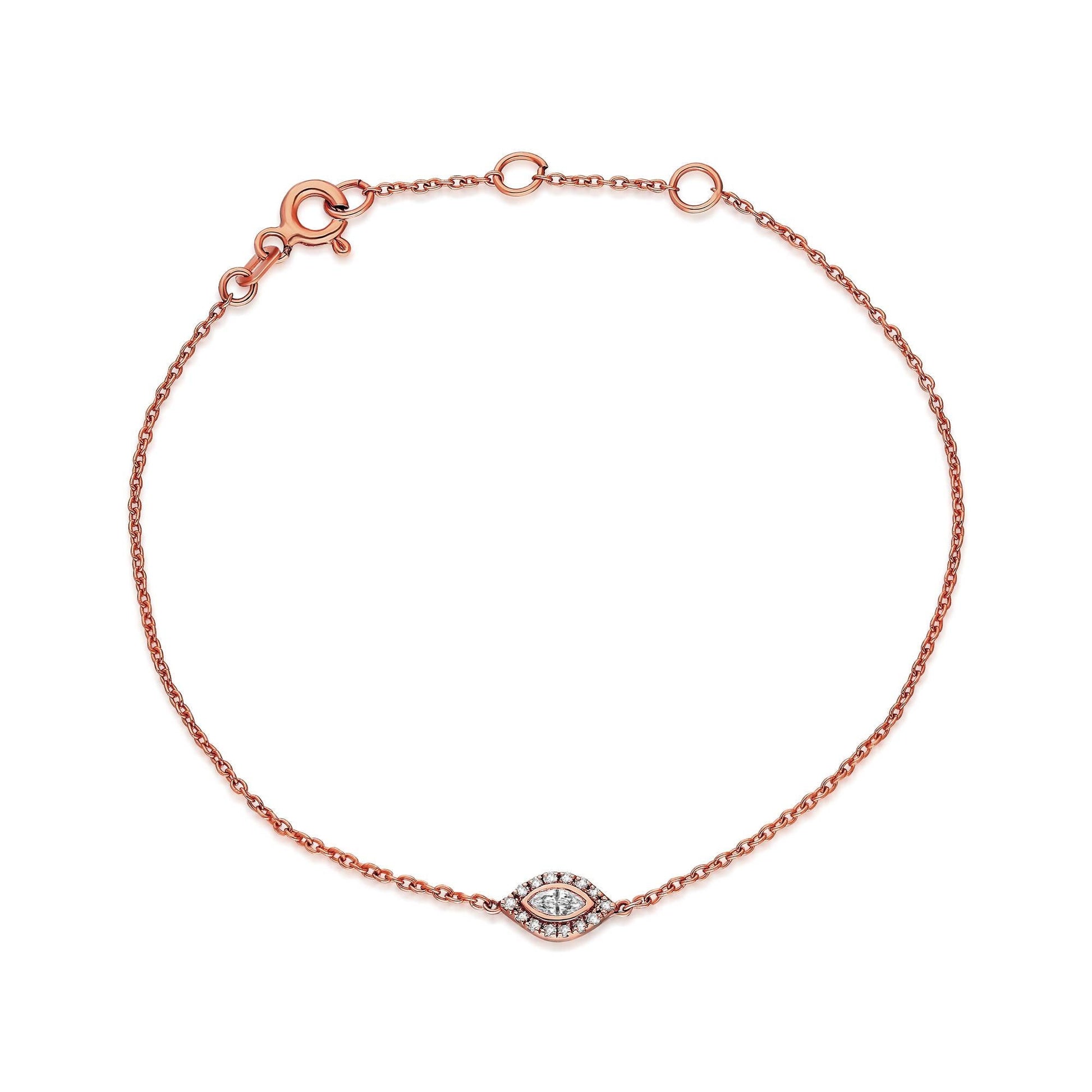 Diamond Evil Eye Bracelet / 14k Diamond Evil Eye Protection Bracelet / Protection Jewelry / Dainty Evil Eye Bracelet / Holiday Gift