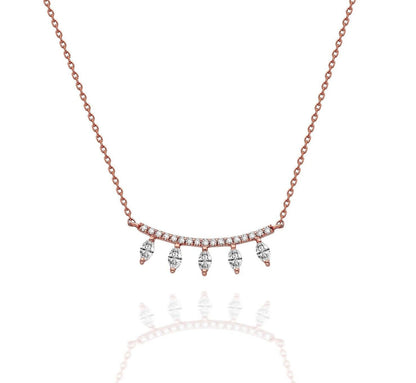 Diamond Curved Bar Necklace / 14k Gold Diamond Necklace / Diamond Statement Necklace/ Dainty Diamond necklace / Anniversary Gift /