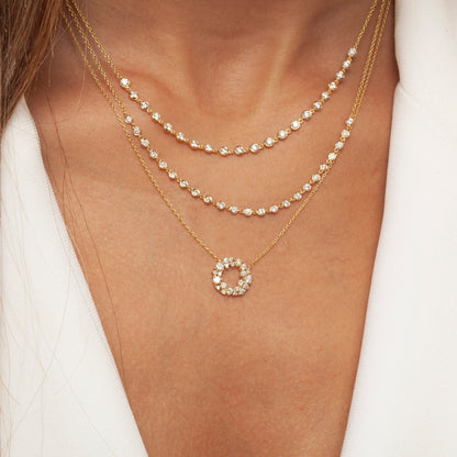 Diamond By the Yard Necklace / 14k Gold Diamond Station Necklace / Diamond Station Necklace / Graduation Gift / Anniversary Gift