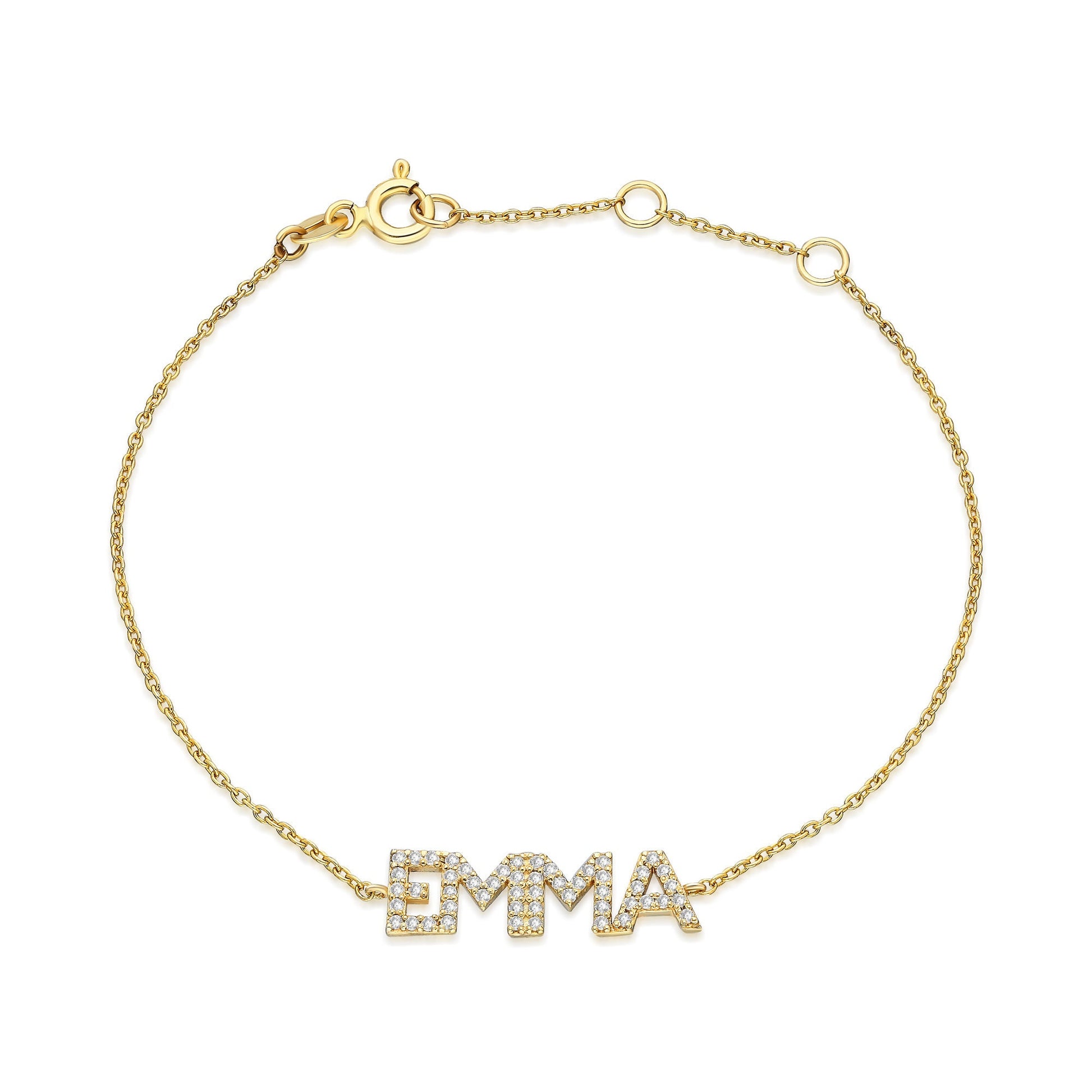 Diamond Name Bracelet / 14k Personalized Diamond Name Bracelet / Personalized Diamond Letter Bracelet / Birthday Gift / Diamond Gift Ideas