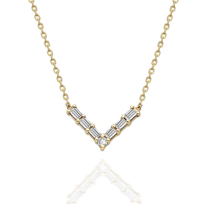 Baguette Diamond Chevron Necklace