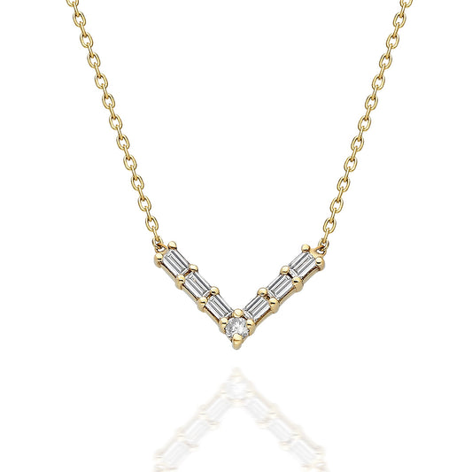 Baguette Diamond Chevron Necklace