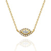 Diamond Evil Eye Necklace / 14k Gold or Silver Solitaire Diamond Evil Eye Charm Necklace / Protection Necklace / Diamond Layering Necklace
