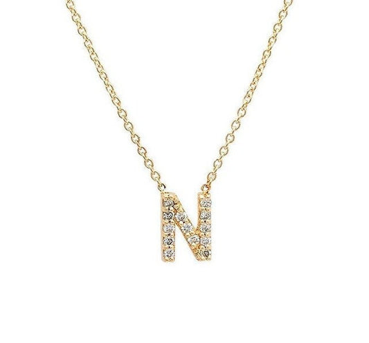 Diamond Initial Necklace / 14k Gold Diamond Letter Necklace / Dainty Necklace / Personalized Necklace / Bridesmaid Gift / Birthday Gift