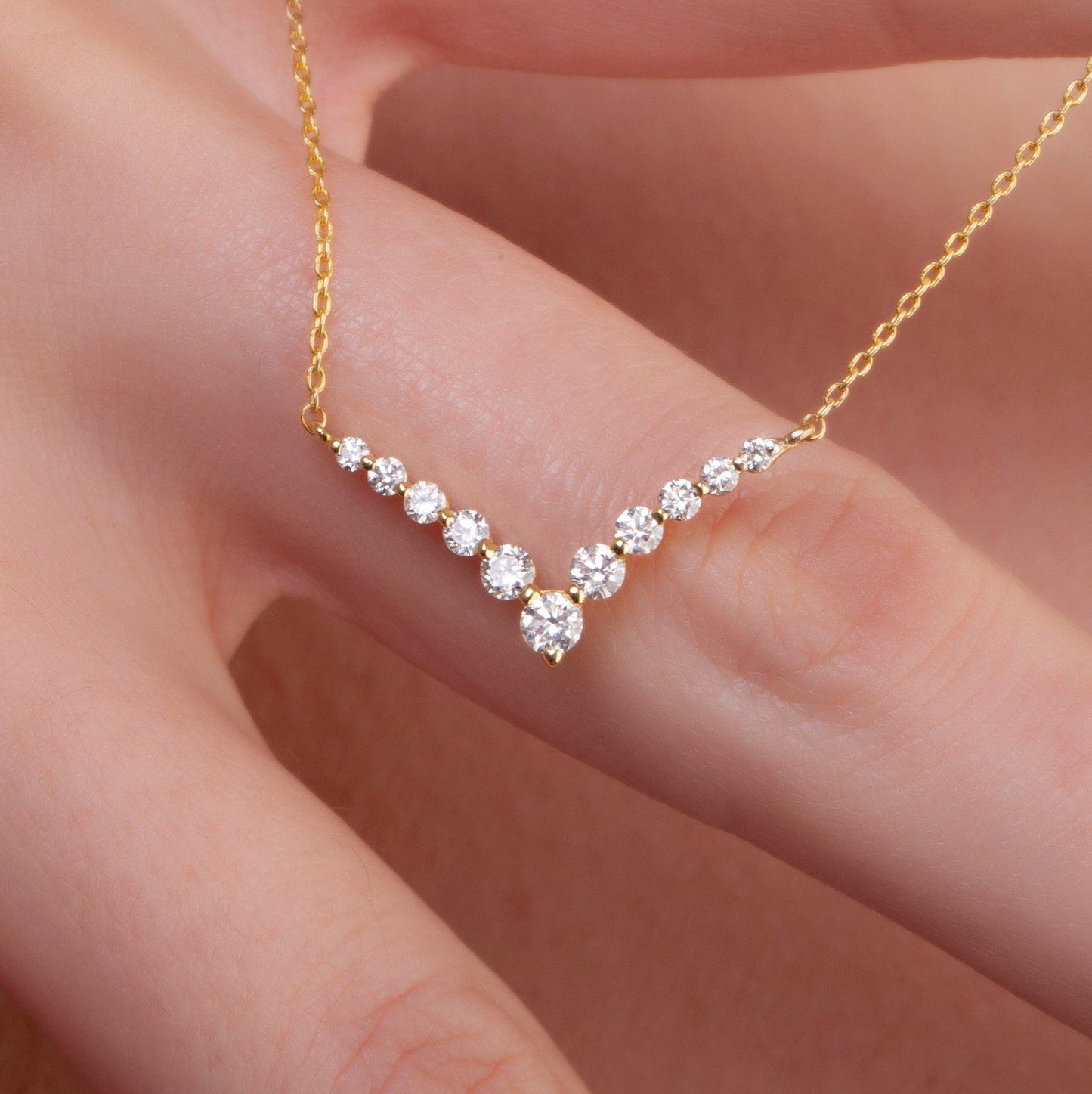 Diamond Curved Chevron Necklace