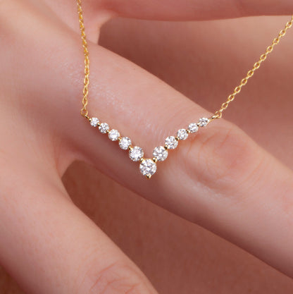 Diamond Curved Chevron Necklace