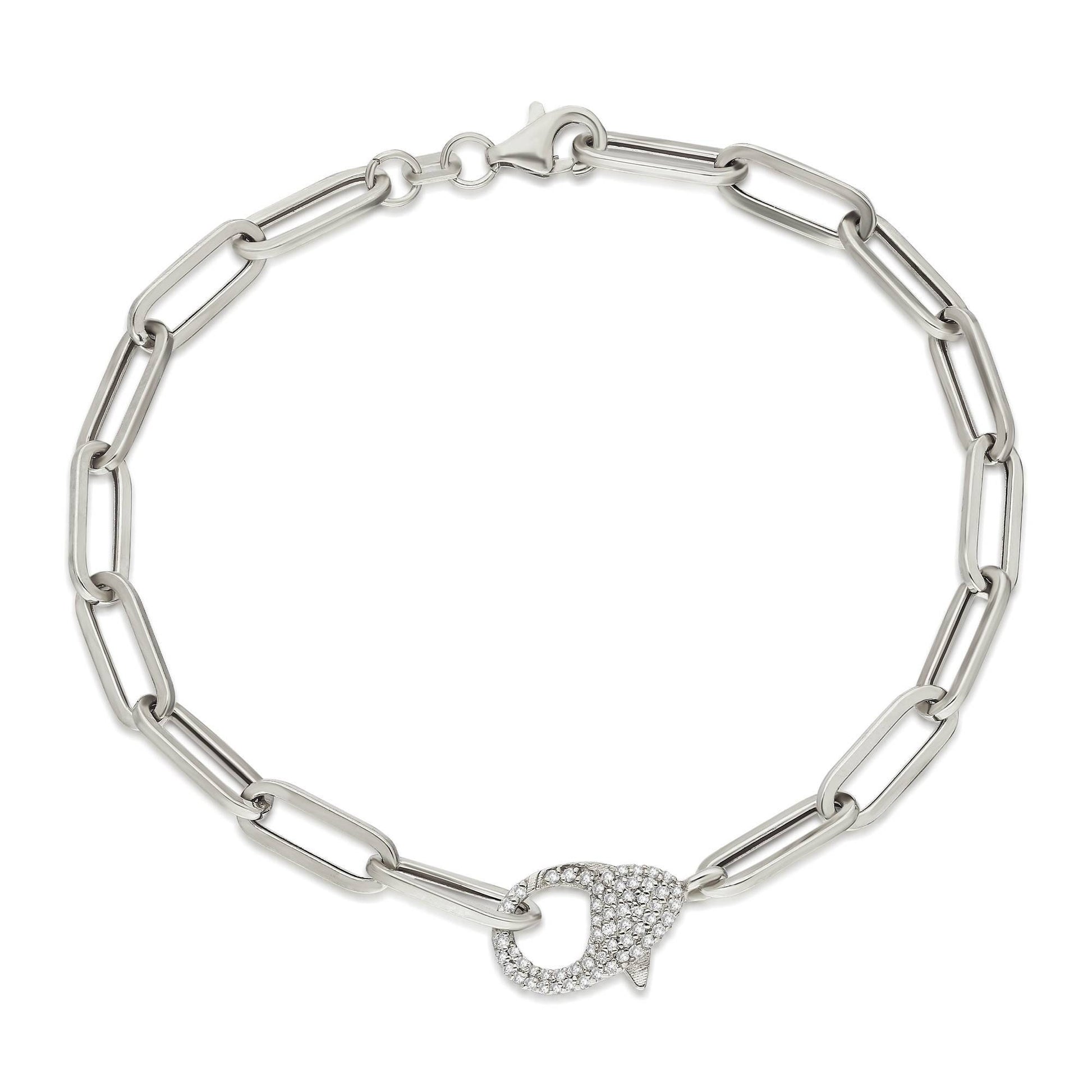 Diamond Paperclip Bracelet / Diamond Lobster Clasp Bracelet / Fancy Diamond Bracelet / Holiday gift