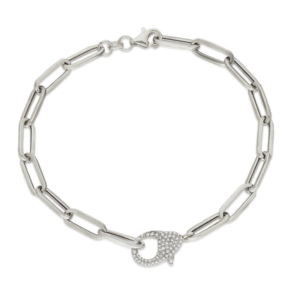 Diamond Paperclip Bracelet / Diamond Lobster Clasp Bracelet / Fancy Diamond Bracelet / Holiday gift