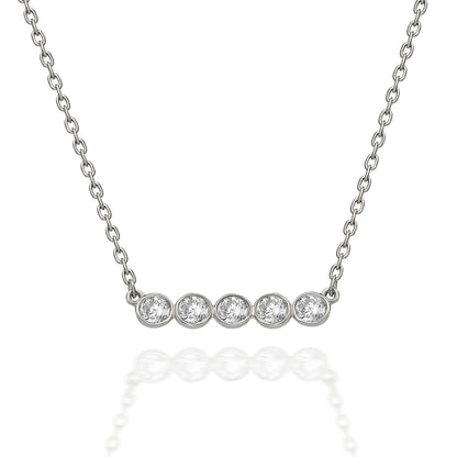 Diamond Bar Necklace / 14k Gold Horizontal Bezel Set Diamond Bar Necklace / Dainty Diamond Necklace / Holiday Gift